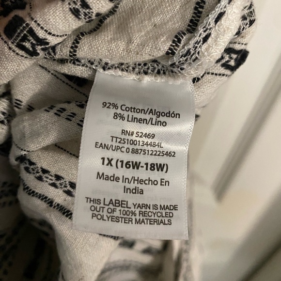 NWOT Time and Tru Black and White Patterned Midi Dress Size 1X - Picture 10 of 16